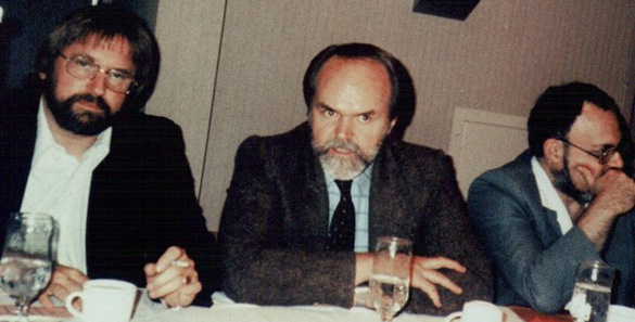 From left: William Moore, Jamie Shandera, and Stanton Friedman. (Credit: Antonio Huneeus)